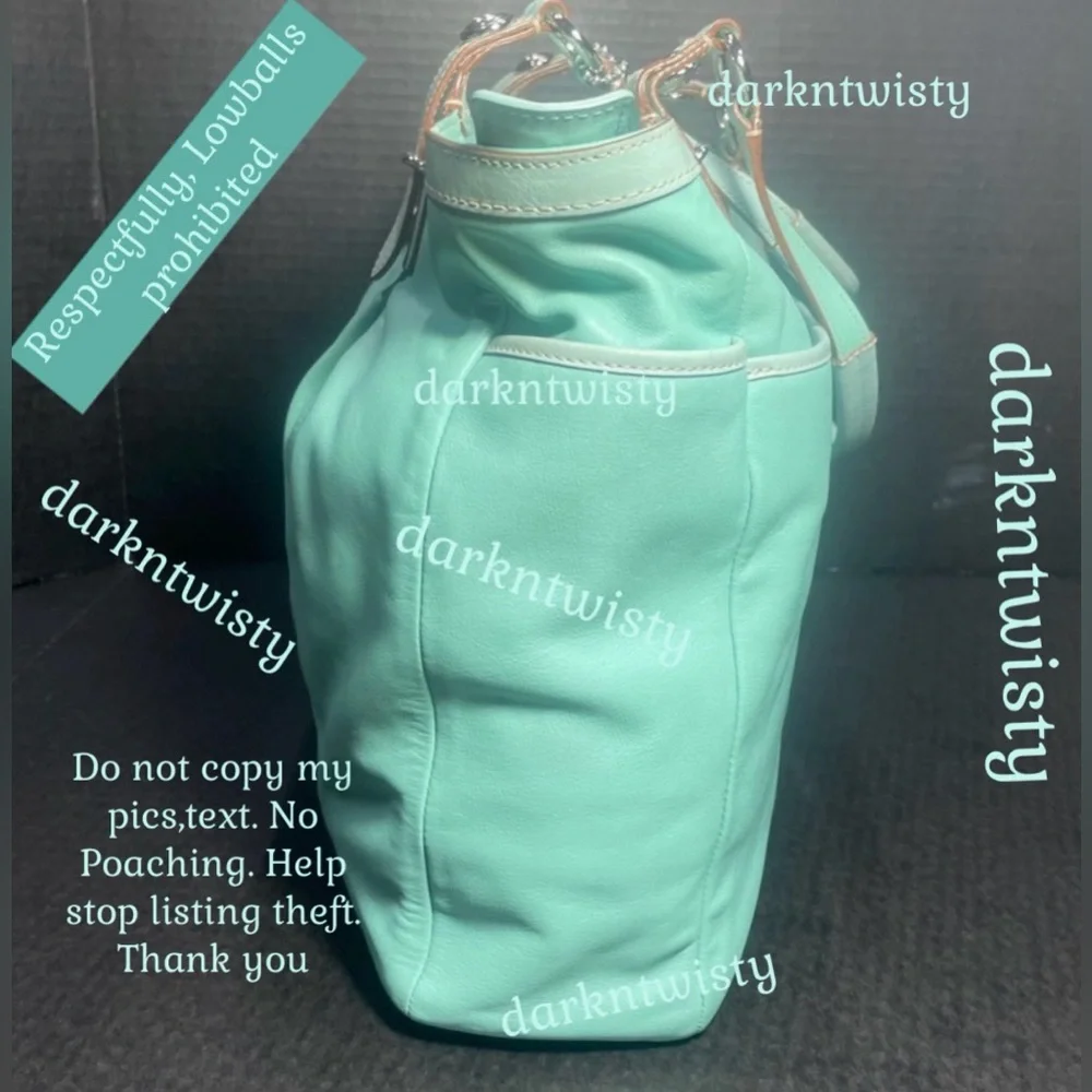 VTG Gorgeous Coach Leather Tote Robin’s Egg/Tiffany Blue NEAR PERFECT IMO Read! - Picture 4 of 12